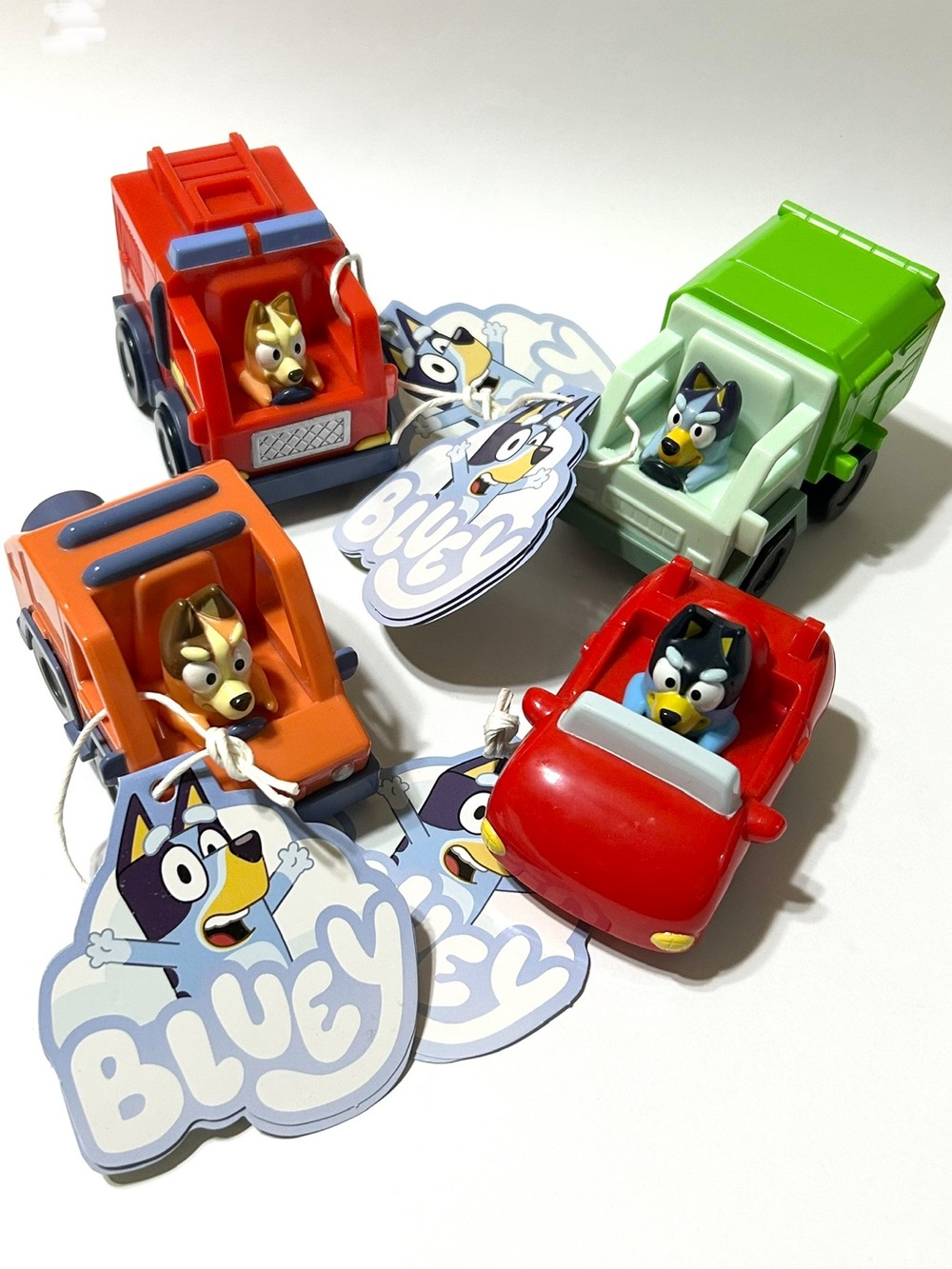 4 New Bluey Character Mini Racers: Bluey, Bingo, Bandit & Chilli